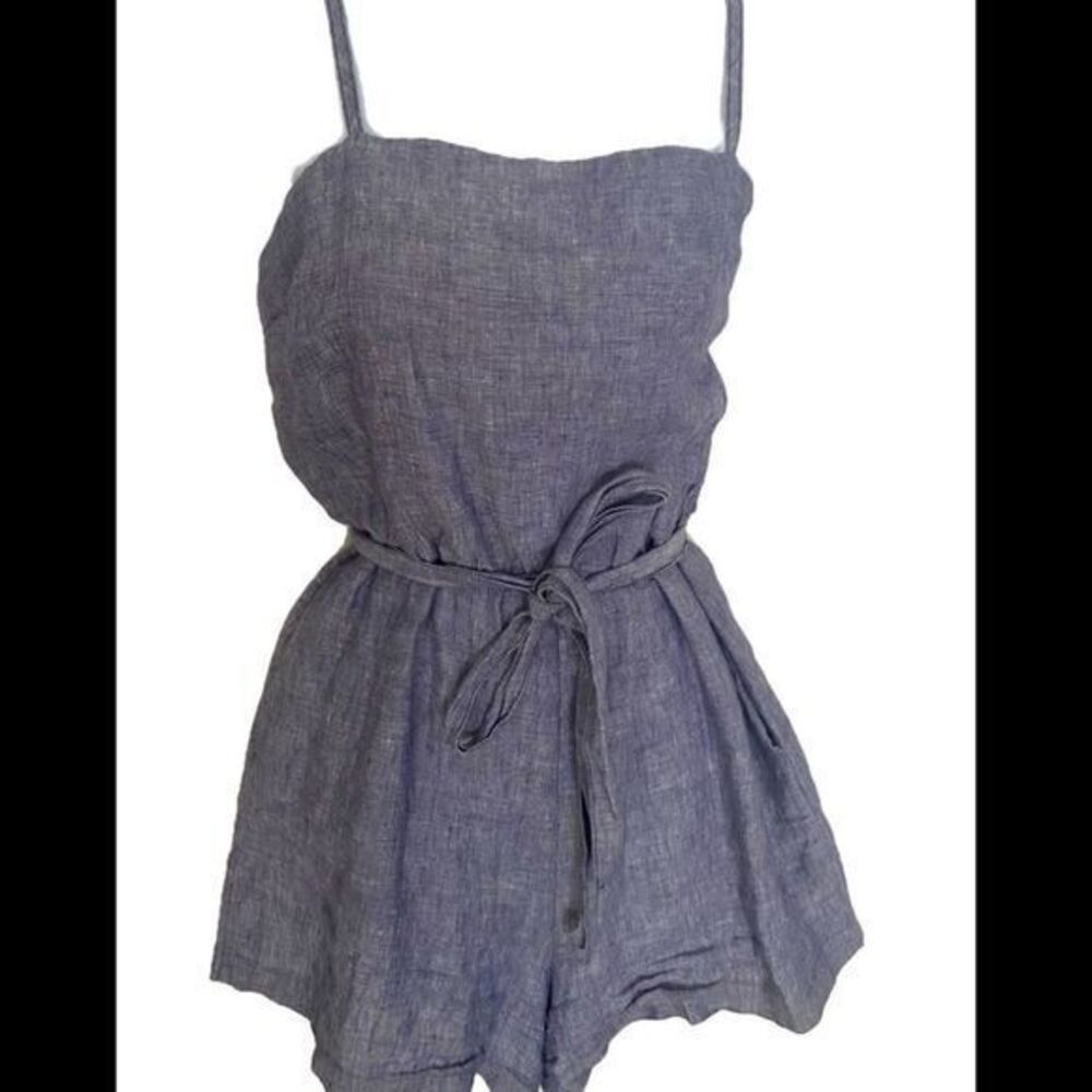 Cynthia Rowley Linen Romper -4 blue chambray,